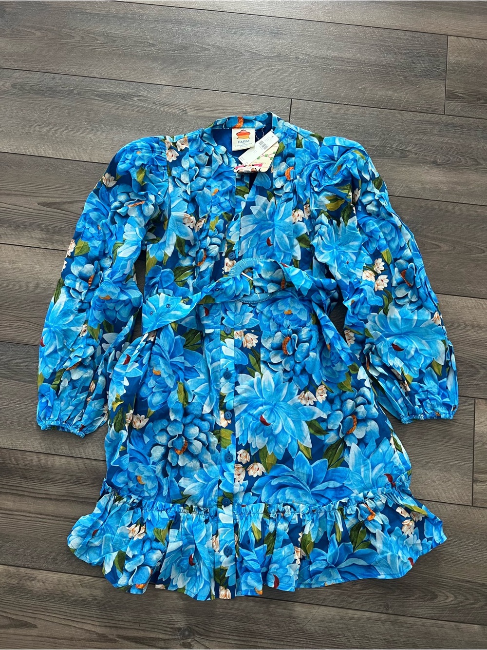 NWT Farm Rio x Anthropologie Long-Sleeve Mini Swing Dress Sz XS